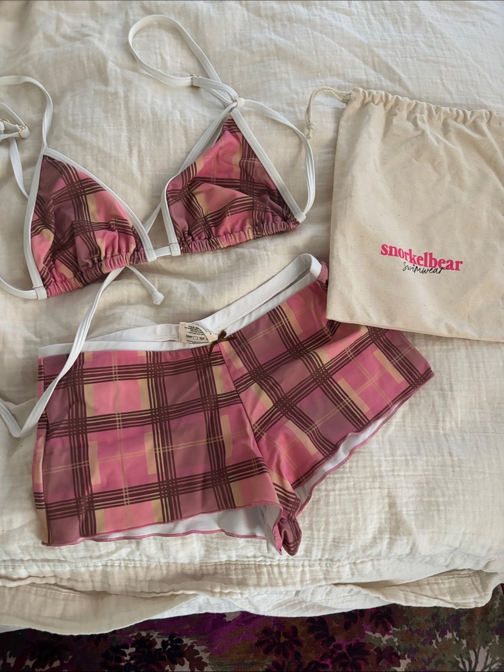 Snorkelbear Pink Plaid Bikini Set